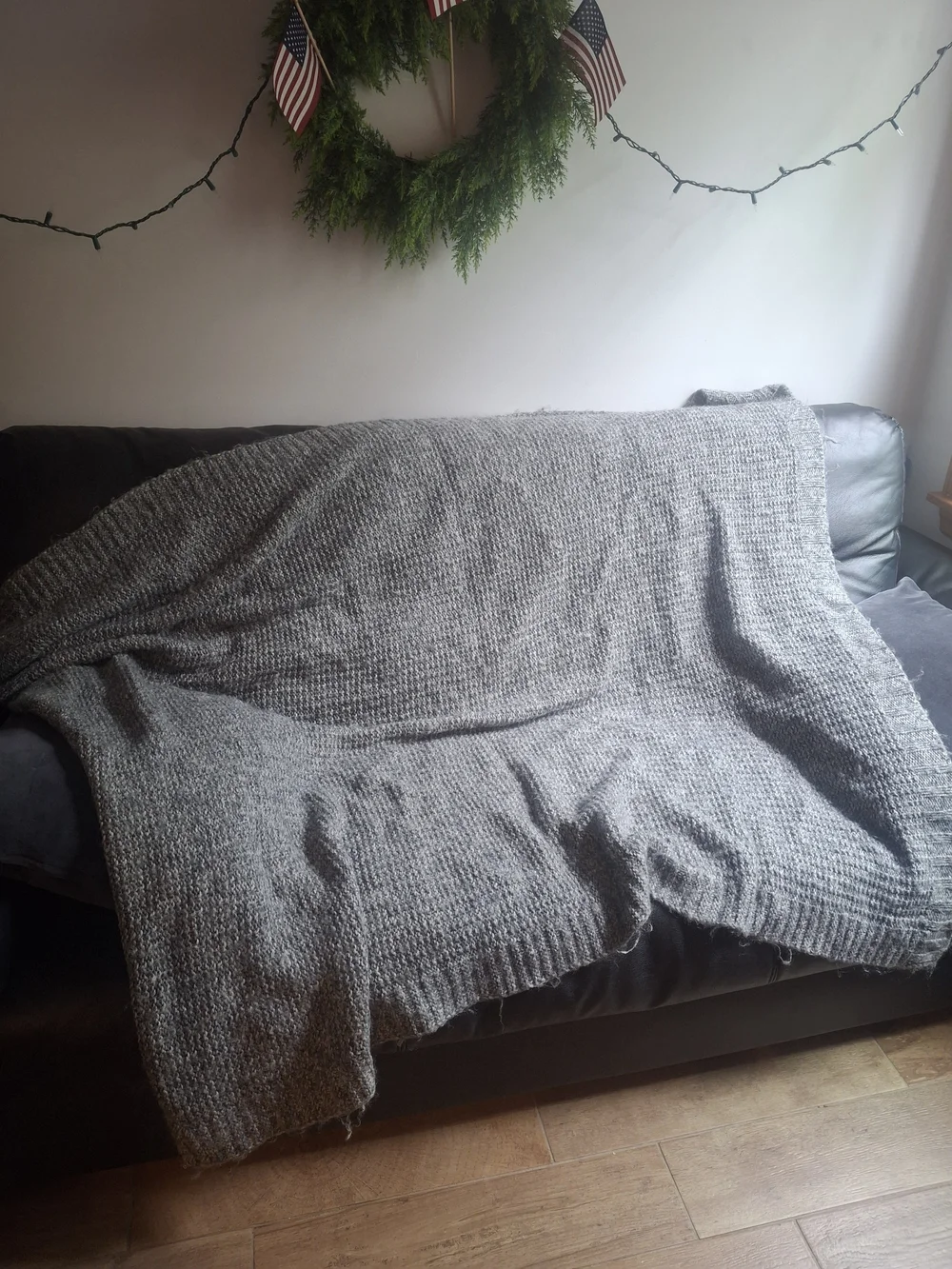Soft Gray Knit Throw Blanket - Cozy Neutral Home Bedding